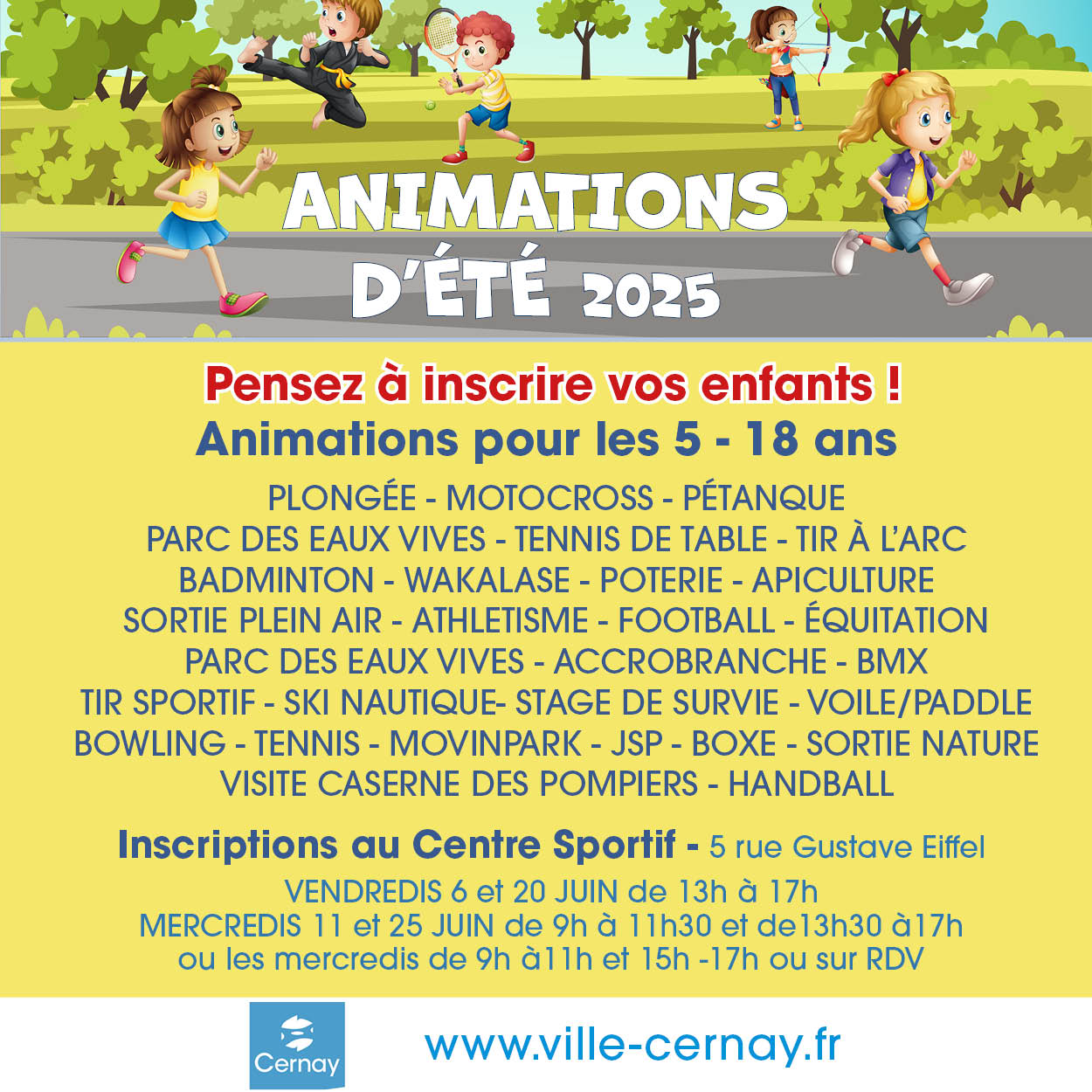 Illustrations d'activités pour les enfants, karaté, tir à l'arc, course à pied