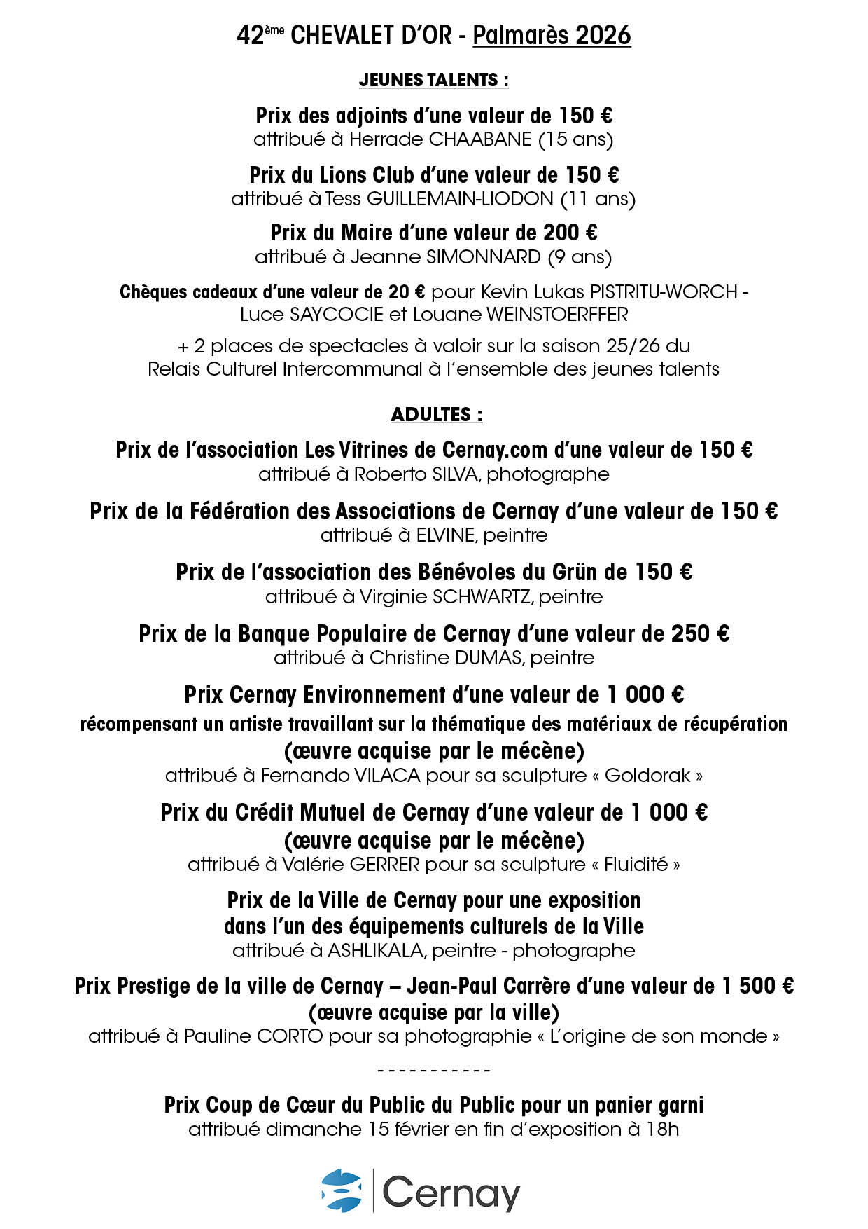 Palmar&egrave;s du Chevalet d'Or 2026