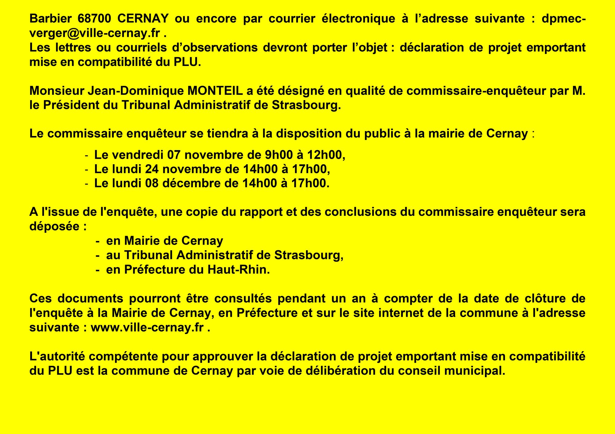 Enquête publique du 07/11 au 08/12/25 Enquête publique du 07/11 au 08/12/25