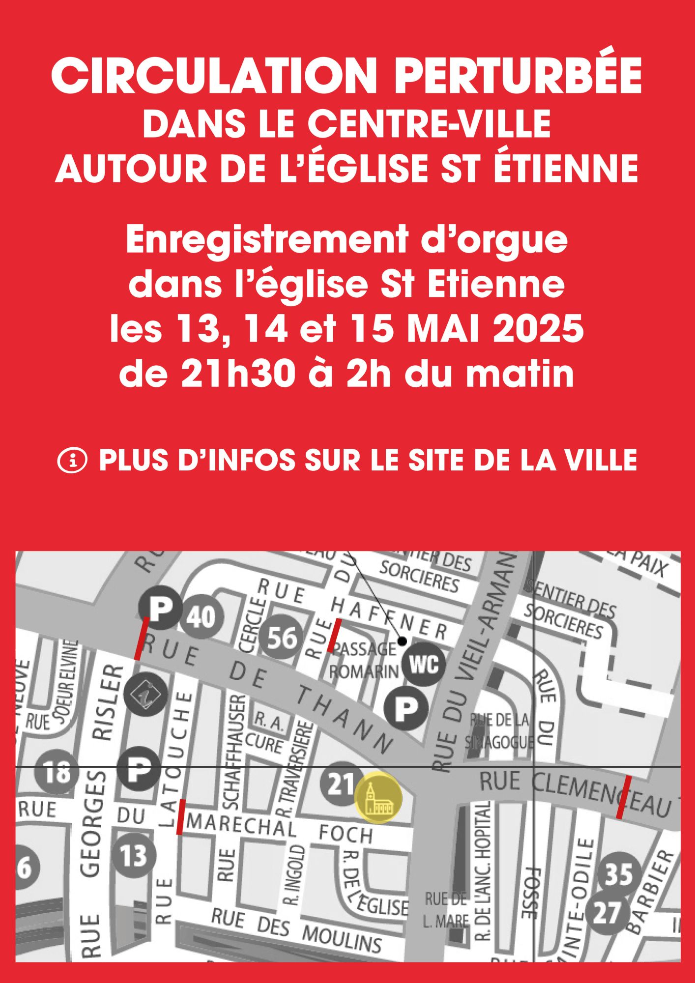 Plan circulation autour de l'église St Etienn