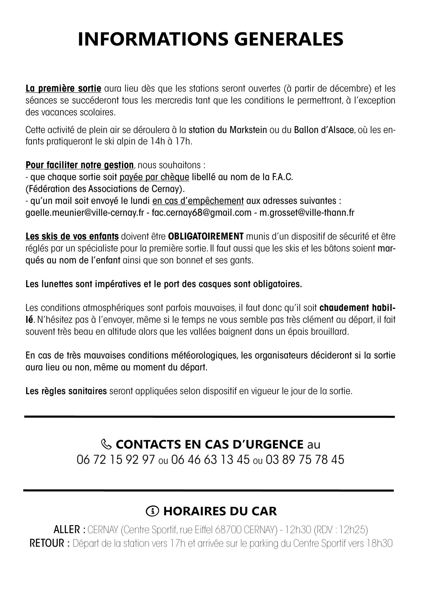 Mercredis des neiges - informations générales