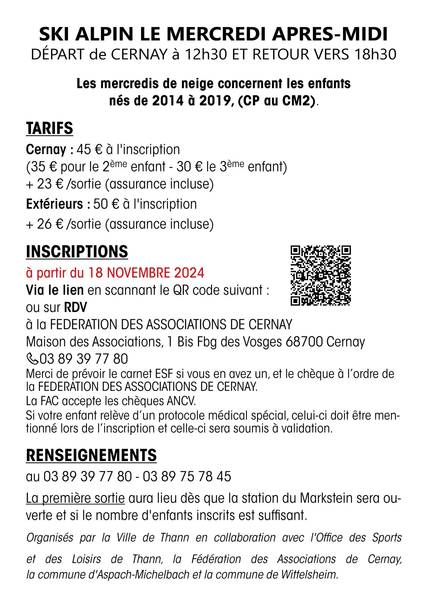Mercredis des neiges - information inscriptions