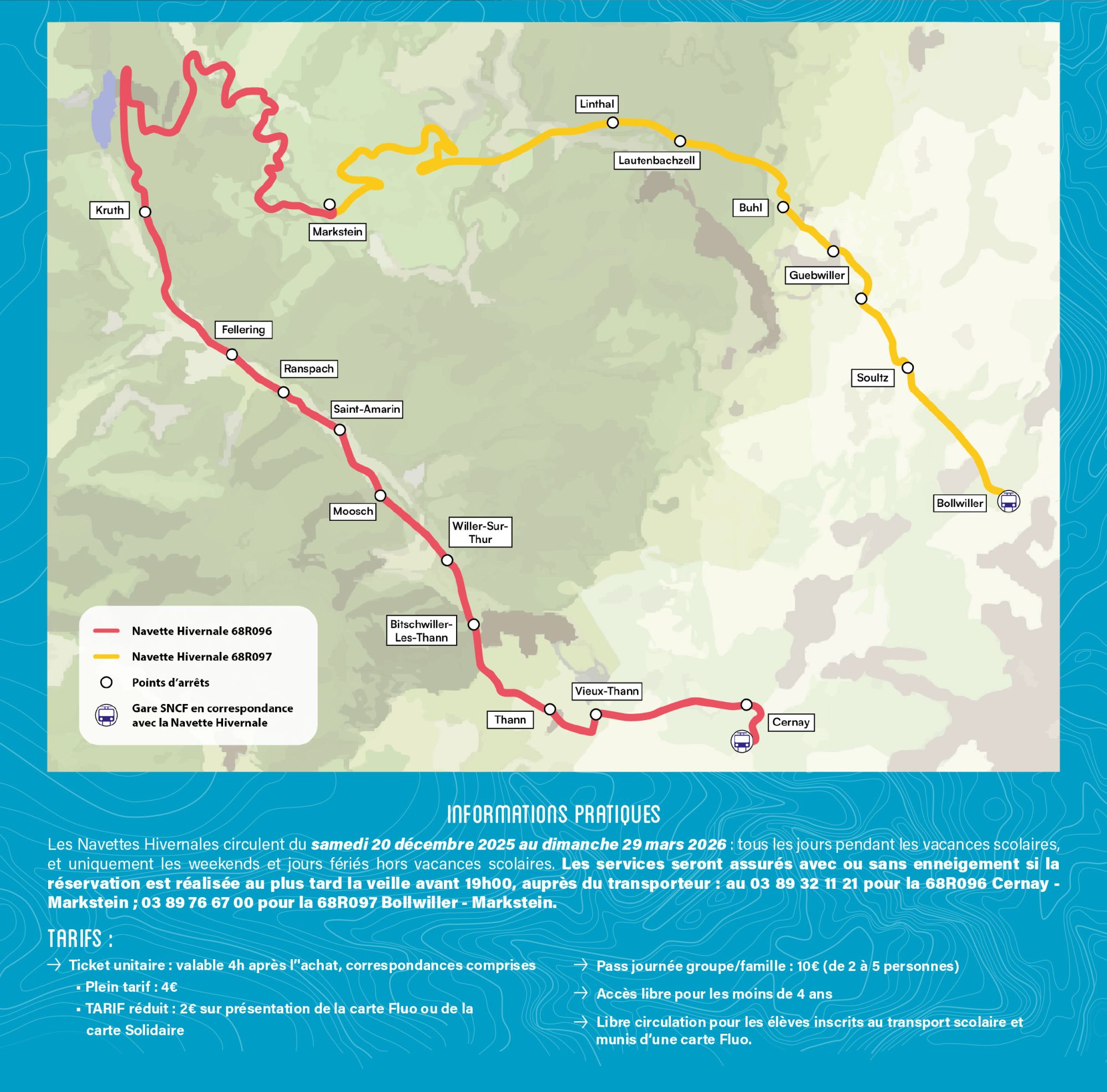 Plan navettes hivernales départ de Cernay vers le Markstein Plan navettes hivernales départ de Cernay vers le Markstein