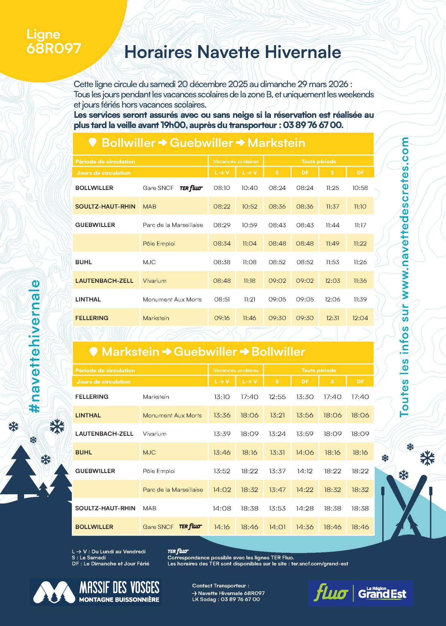 Navettes hivernales départ de Cernay vers le Markstein - horaires Navettes hivernales départ de Cernay vers le Markstein - horaires