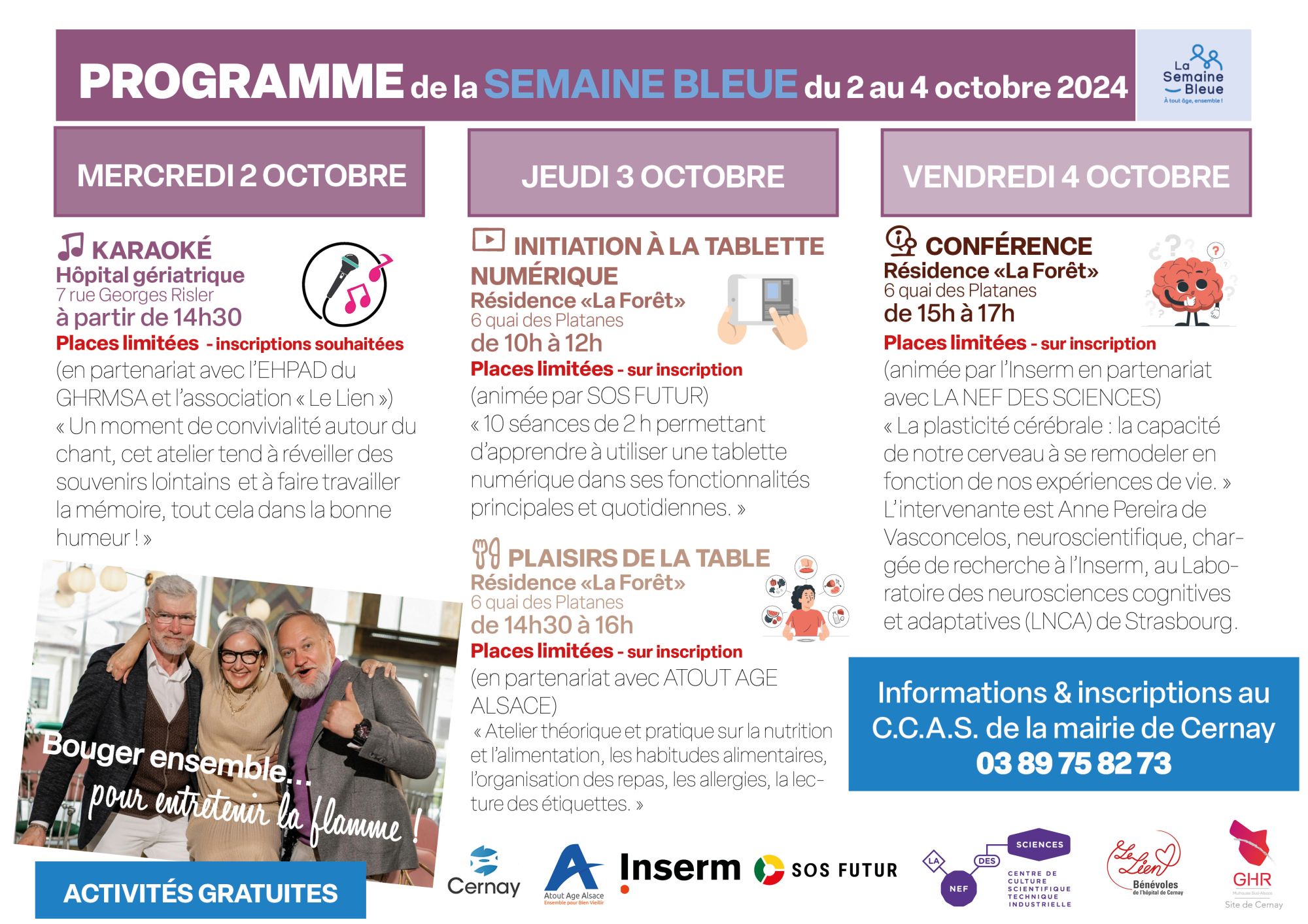 Semaine Bleue - activités pour séniors - programme