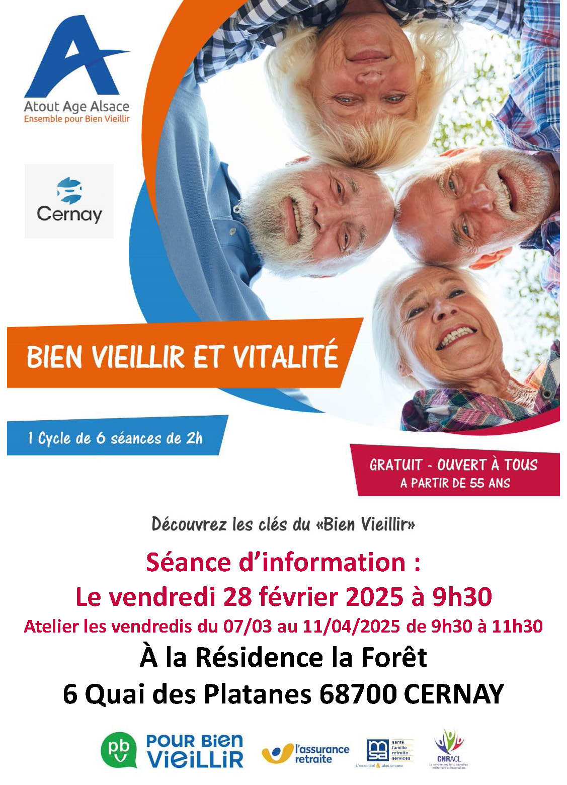 Bien vieillir et vitalité - atliers pour les plus 55 ans - Cernay