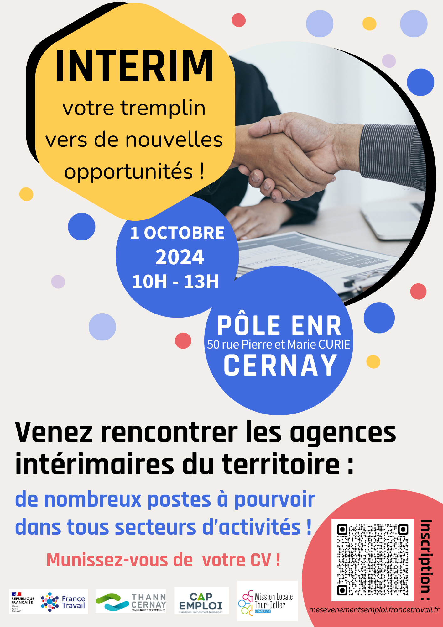 Affiche rencontres des agences d'Intérim le 01-10-24 à Cernay