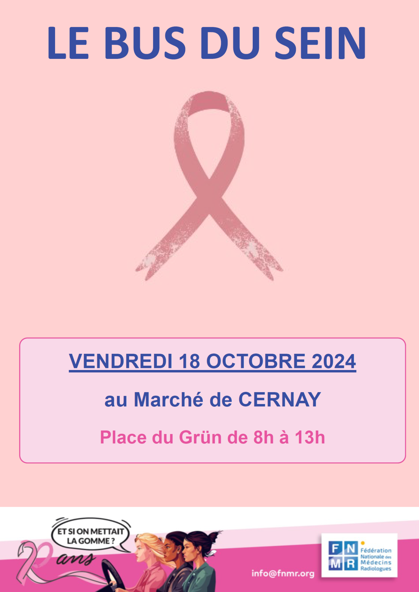 Le bus du sein au Marché de Cernay le 18 octobre de 8h à 13h