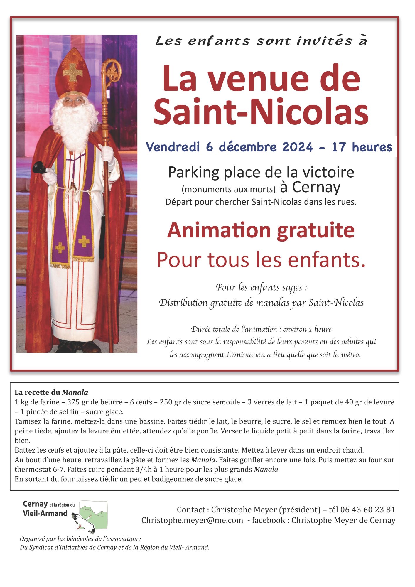 Saint-Nicolas à Cernay le 6-12-24 à partir de 17h - rendez-vous place de la Victoire