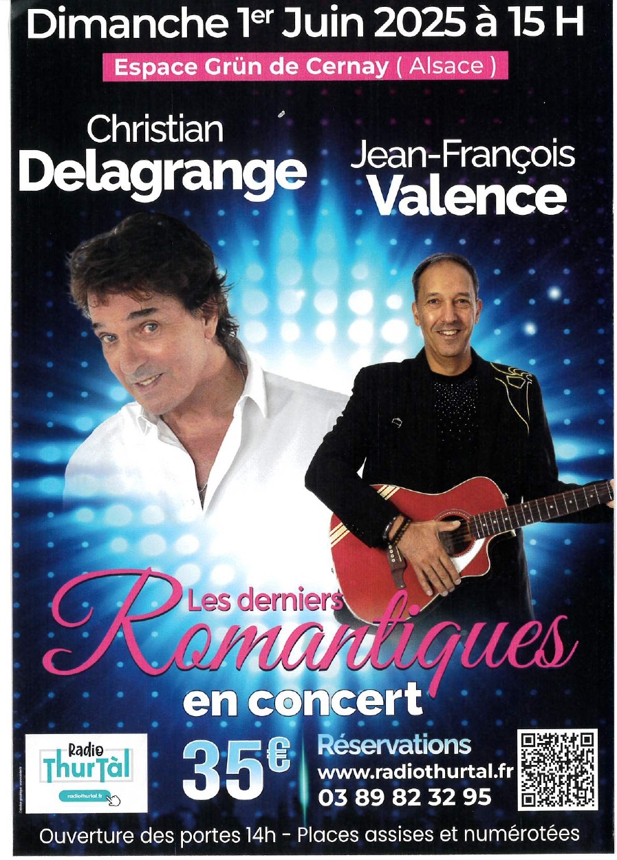 Sur l'affiche on y voit en photo les chanteur Christian Delagrange en chemise blanche et le chanteur Jean-François Valance habillé en noir avec une guitare à la main