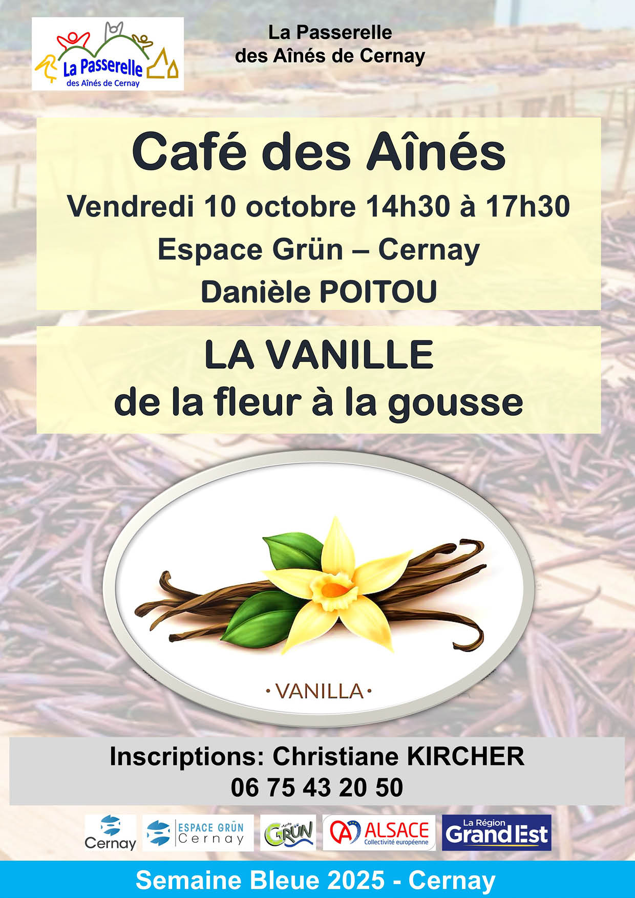 On y voit une gousse de vanille dans une assiette