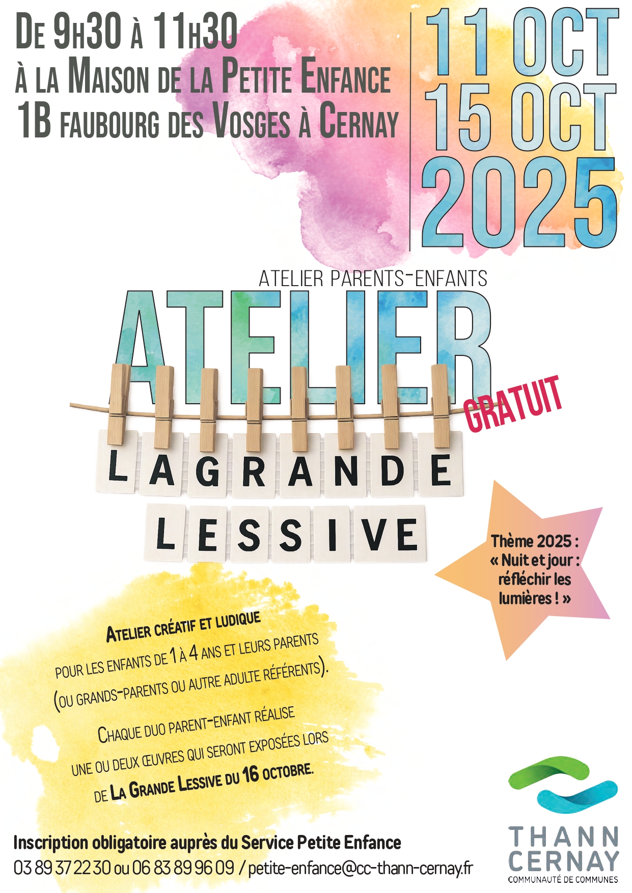 Affiche - Atelier parents - enfants le 11 et 15-10-25 à la Maison de la Petite Enfance à Cernay