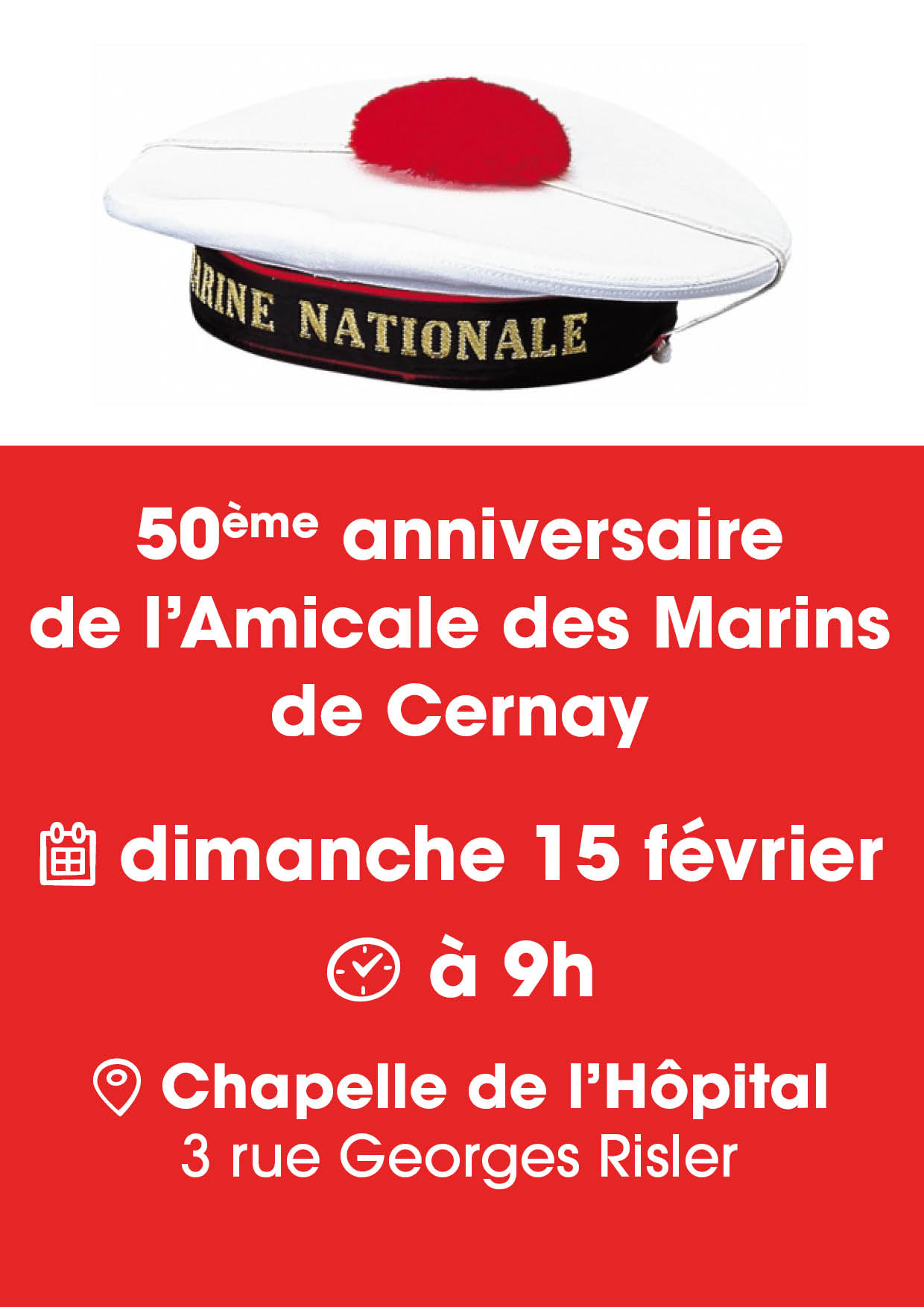 On y voit un calot de la marine fran&ccedil;aise avec un pompom rouge