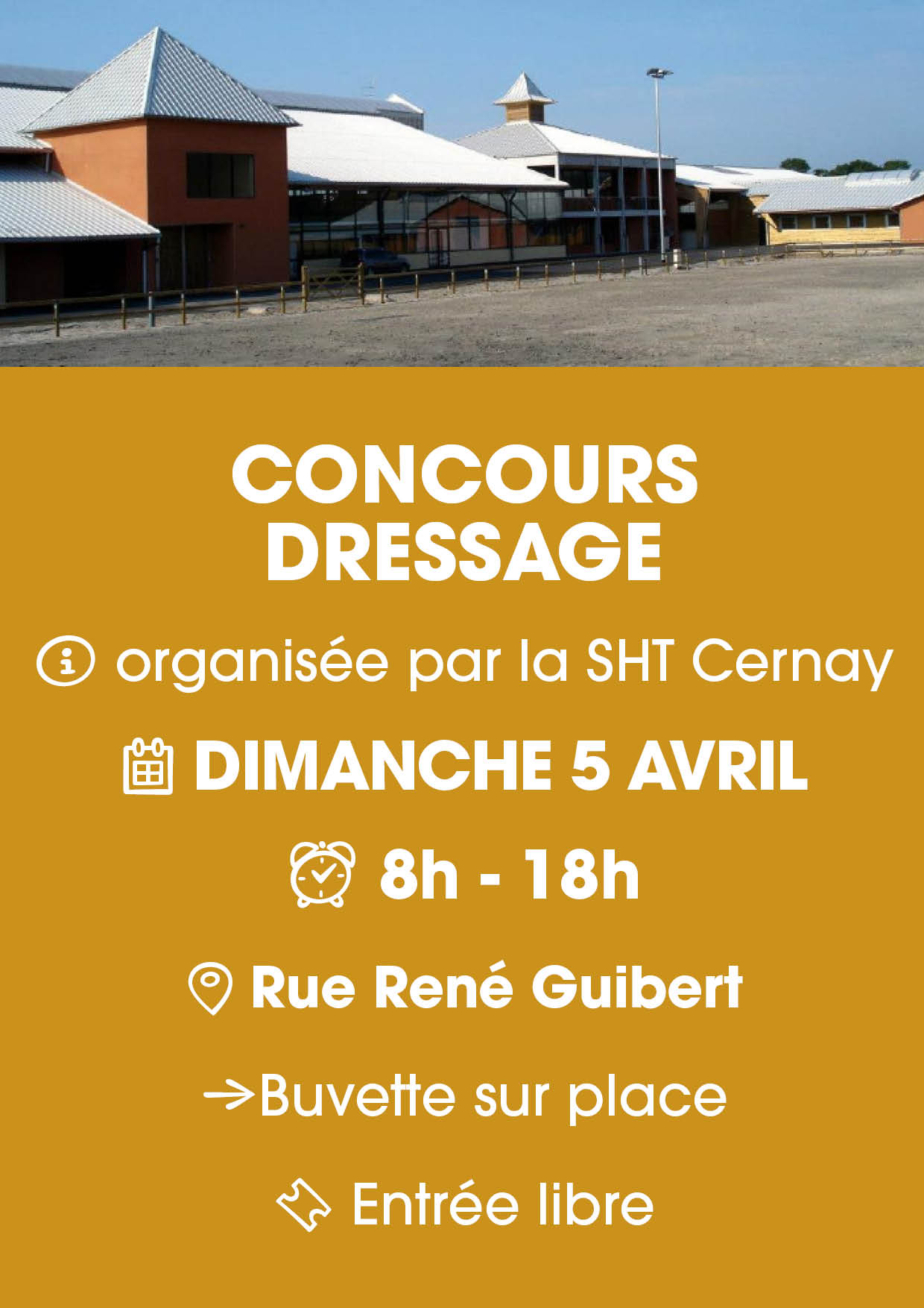 On y voit les b&acirc;timents du Centre Hippique de Cernay