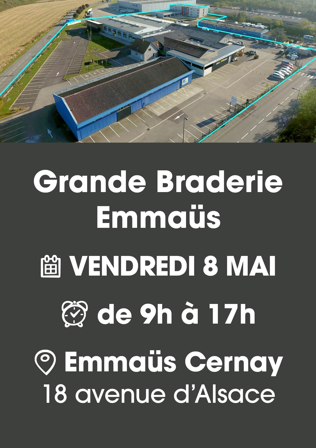 On y voit les b&acirc;timents d'Emma&uuml;s Cernay