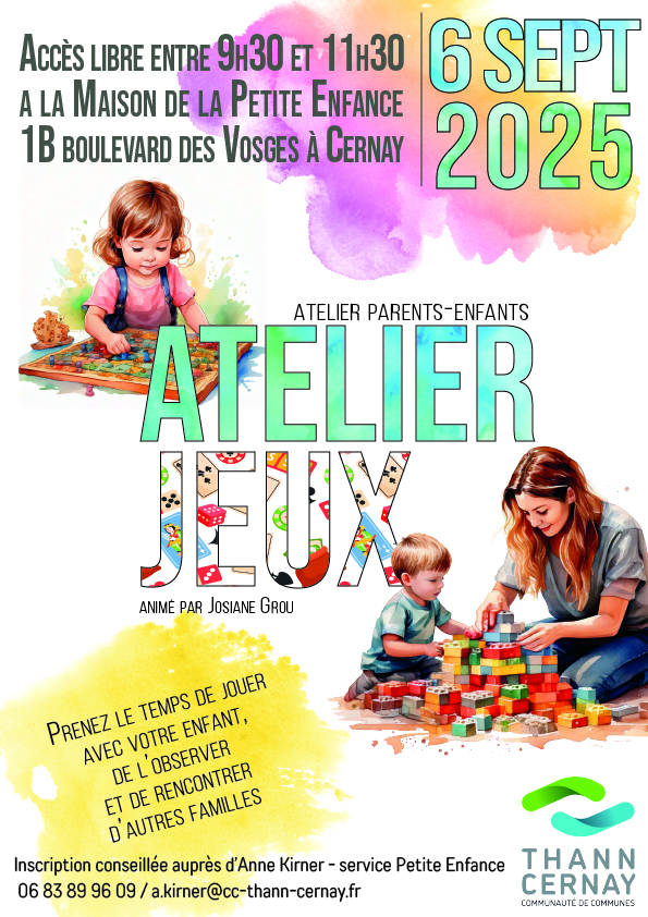 On y voit des enfants qui jouent à des jeux de construction et un adulte qui les acoompagne.