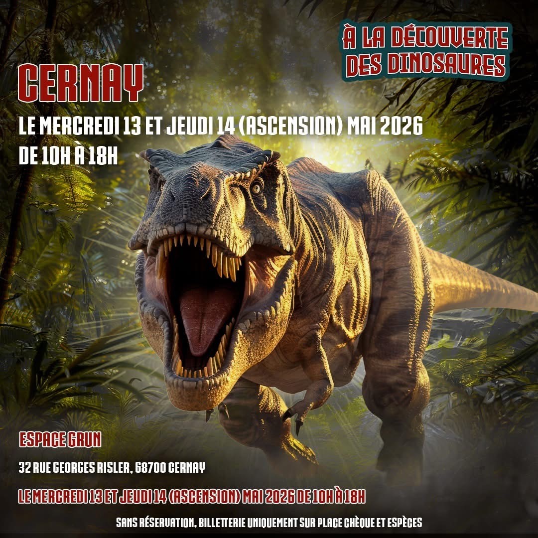On y voit un dinosaure la bouche ouverte.