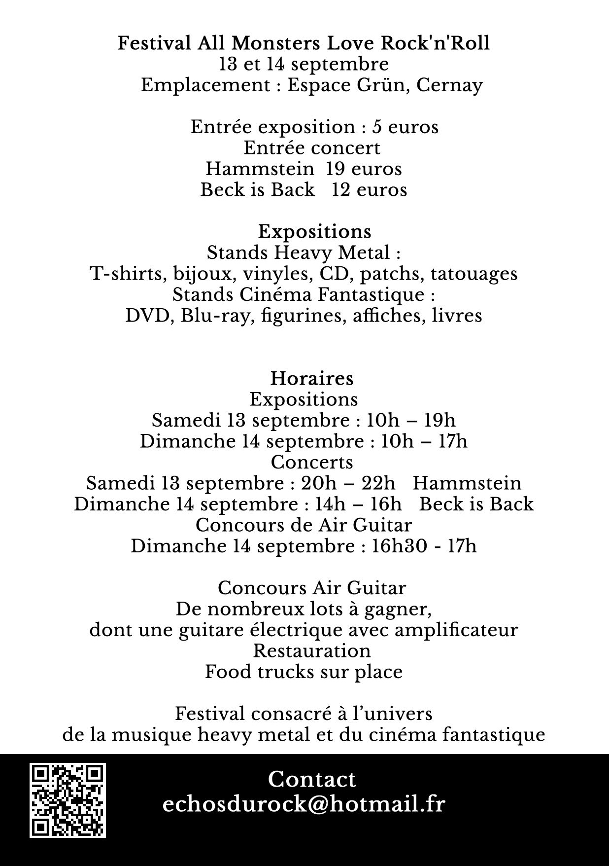 programme festival ALL MONSTERS LOVE ROCK AND ROLL
