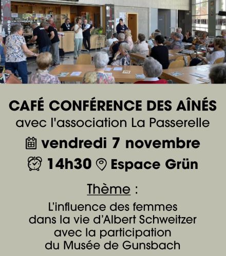 CAFÉ CONFÉRENCE DES AÎNÉS - L’influence des femmes dans la vie d’Albert Schweitzer