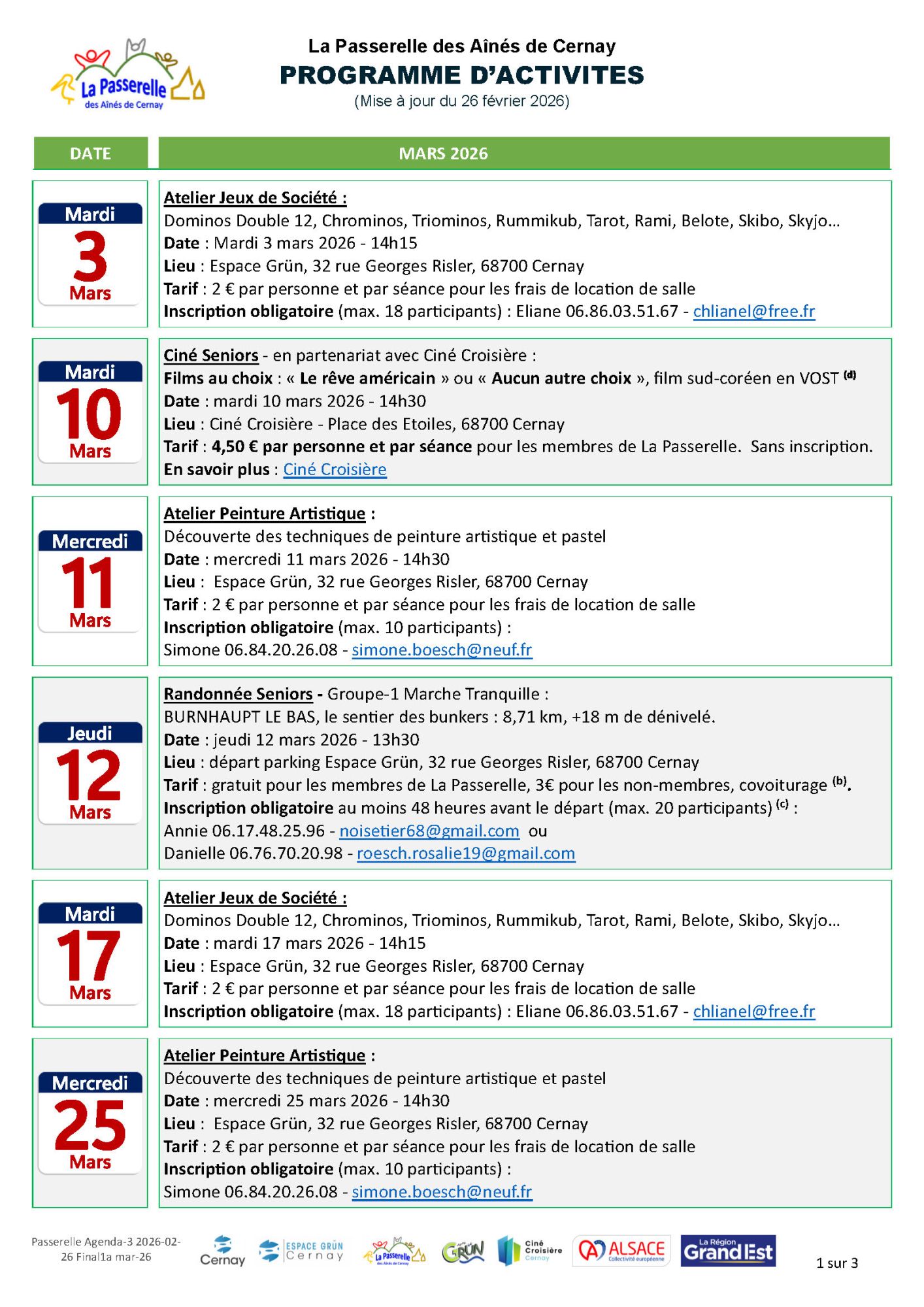 On y voit le logo de la Passerelle des A&icirc;n&eacute;s de Cernay