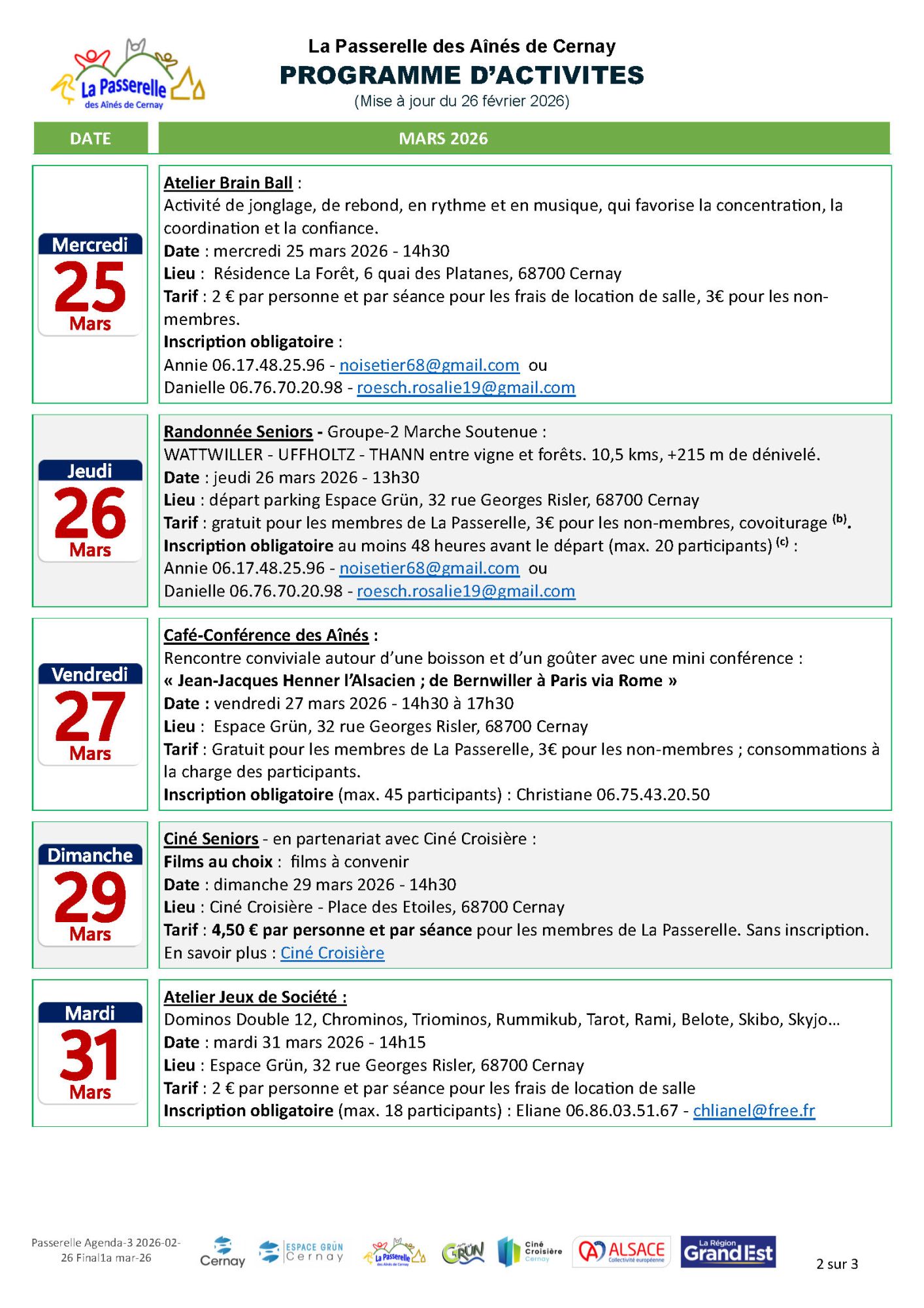 On y voit le logo de la Passerelle des A&icirc;n&eacute;s de Cernay