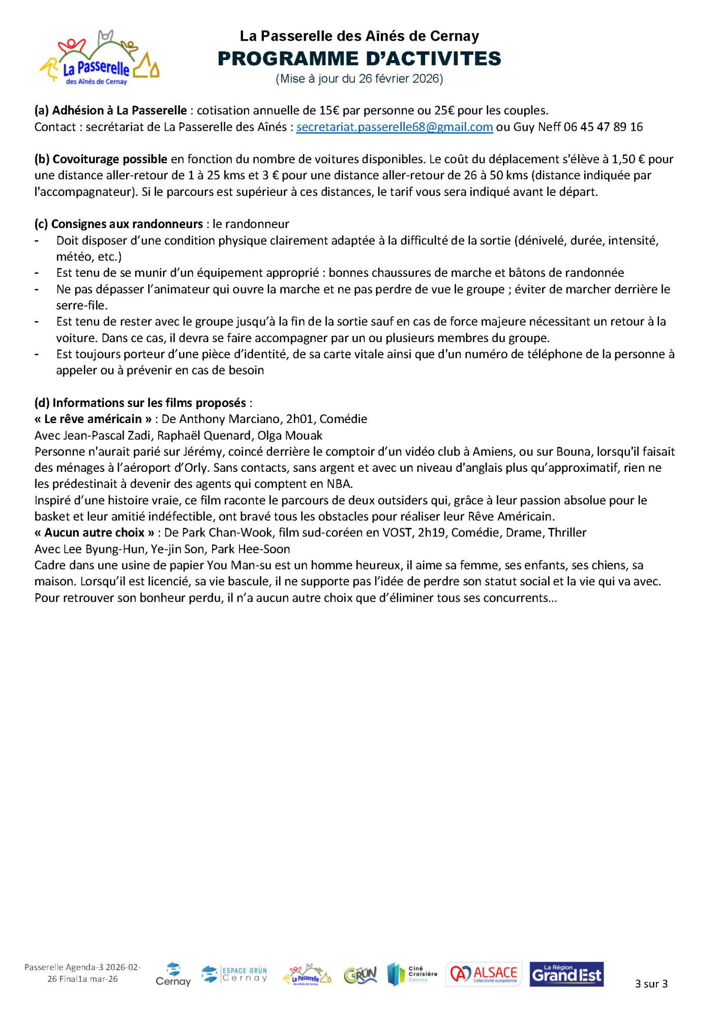 On y voit le logo de la Passerelle des A&icirc;n&eacute;s de Cernay