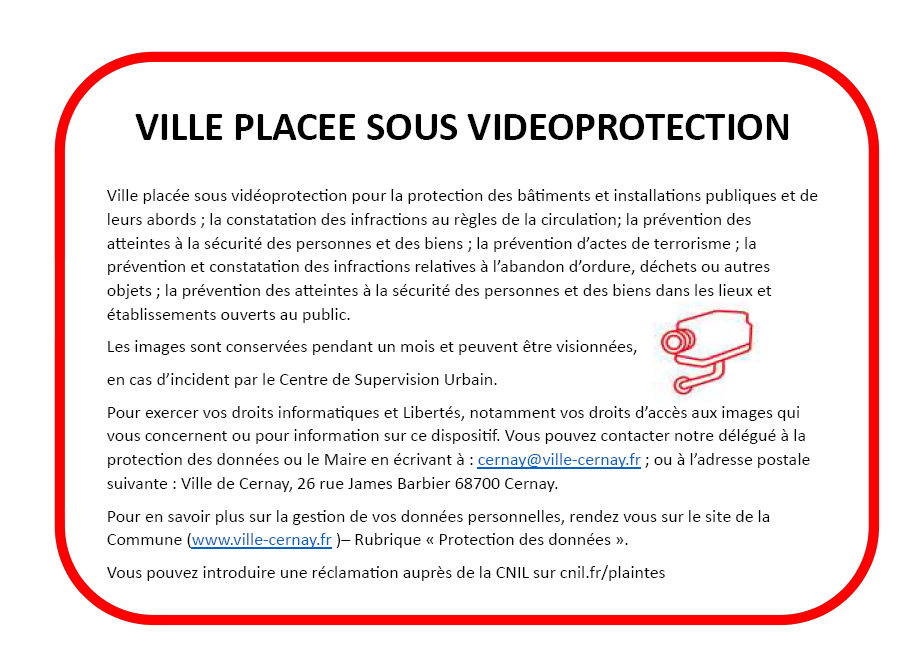 Panneau information vidéoprotection - droit RGPD