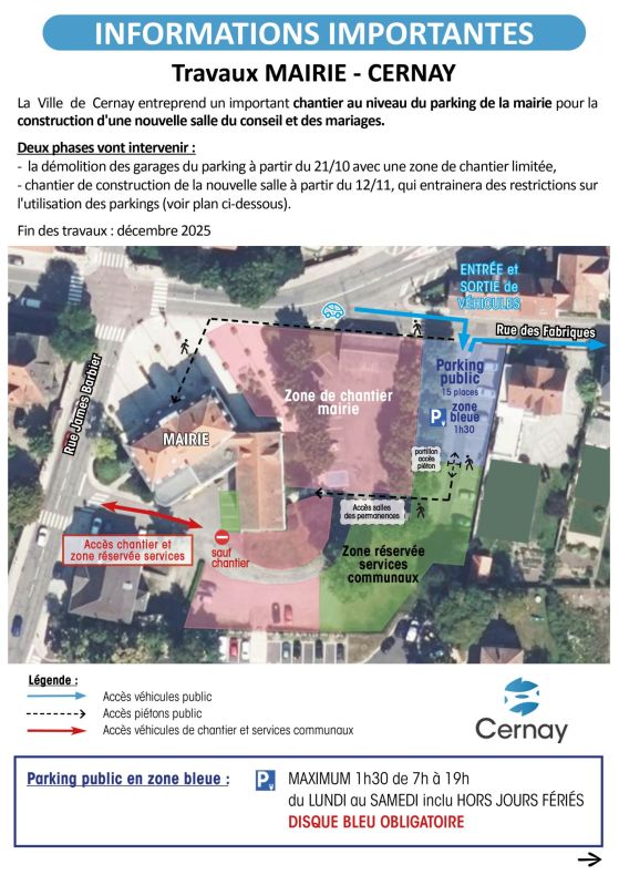 Mairie - travaux - information parking - recto - construction nouvelle salle du Conseil et des Mariages