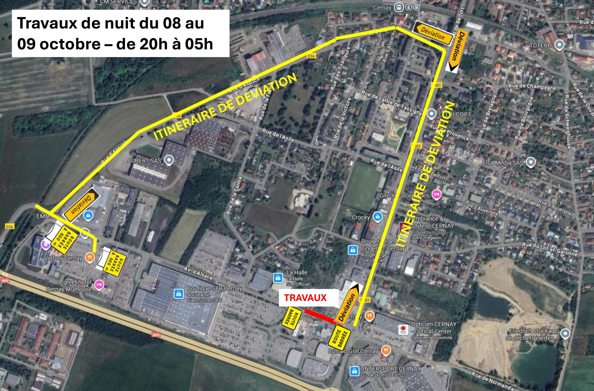 Plan de déviation du 08_09 octobre - NUIT - Avenue d'Alsace - Cernay
