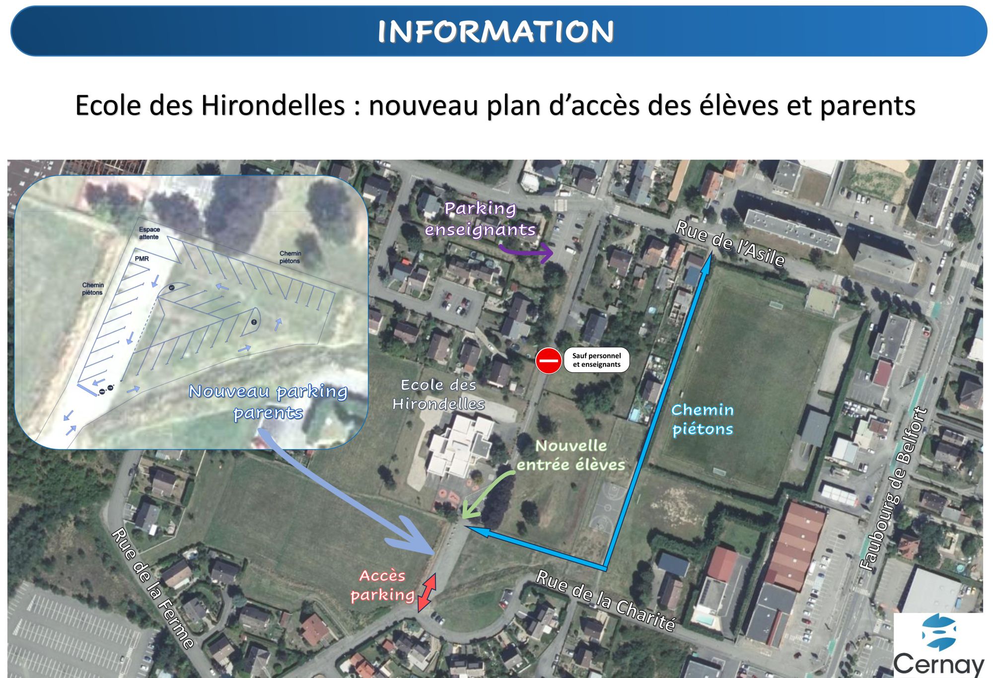 Plan parking rue de la Charité - Ecole Les Hirondelles